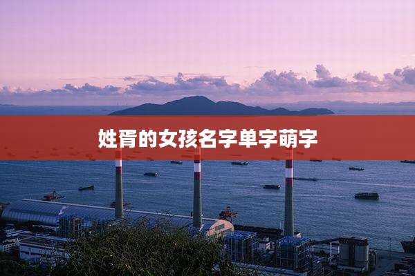 姓胥的女孩名字单字萌字