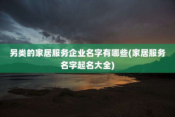 另类的家居服务企业名字有哪些(家居服务名字起名大全)