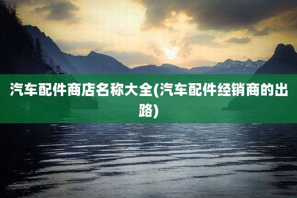 汽车配件商店名称大全(汽车配件经销商的出路)
