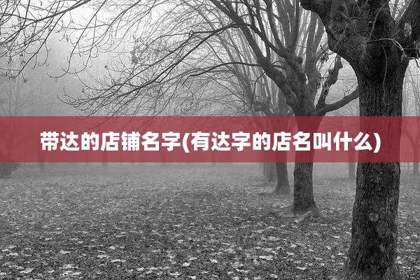 带达的店铺名字(有达字的店名叫什么)