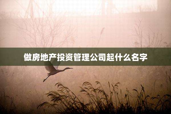 做房地产投资管理公司起什么名字
