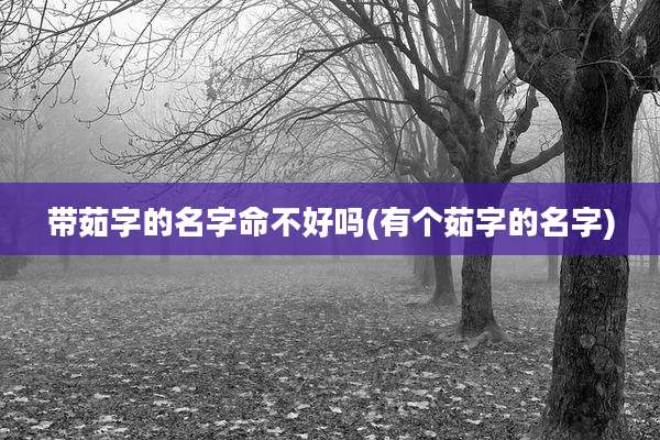带茹字的名字命不好吗(有个茹字的名字)