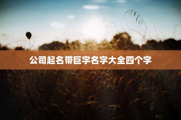 公司起名带巨字名字大全四个字