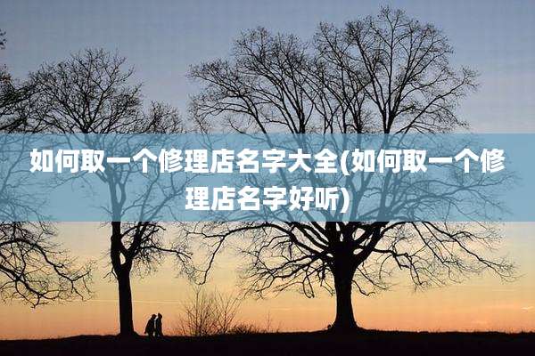 如何取一个修理店名字大全(如何取一个修理店名字好听)