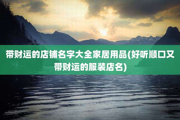 带财运的店铺名字大全家居用品(好听顺口又带财运的服装店名)