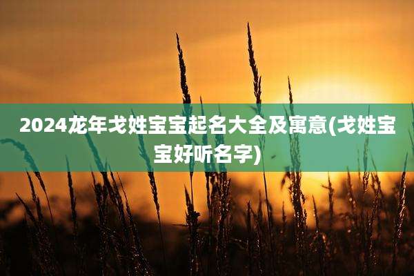 2024龙年戈姓宝宝起名大全及寓意(戈姓宝宝好听名字)