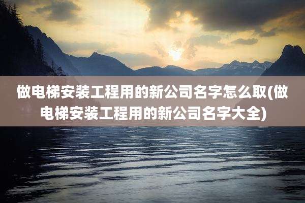 做电梯安装工程用的新公司名字怎么取(做电梯安装工程用的新公司名字大全)