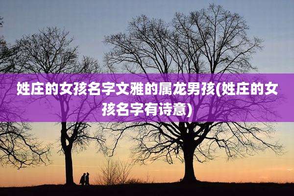 姓庄的女孩名字文雅的属龙男孩(姓庄的女孩名字有诗意)