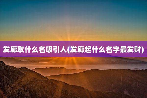 发廊取什么名吸引人(发廊起什么名字最发财)