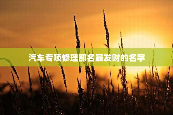 汽车专项修理部名最发财的名字