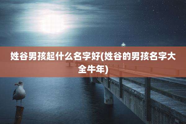 姓谷男孩起什么名字好(姓谷的男孩名字大全牛年)