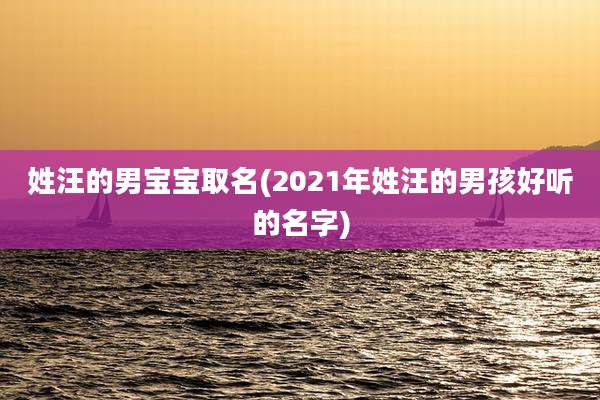 姓汪的男宝宝取名(2021年姓汪的男孩好听的名字)