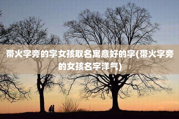 带火字旁的字女孩取名寓意好的字(带火字旁的女孩名字洋气)