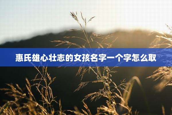 惠氏雄心壮志的女孩名字一个字怎么取
