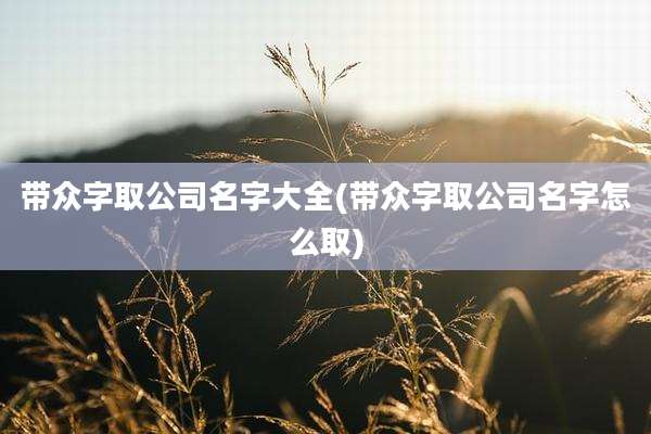 带众字取公司名字大全(带众字取公司名字怎么取)