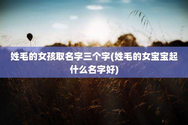 姓毛的女孩取名字三个字(姓毛的女宝宝起什么名字好)