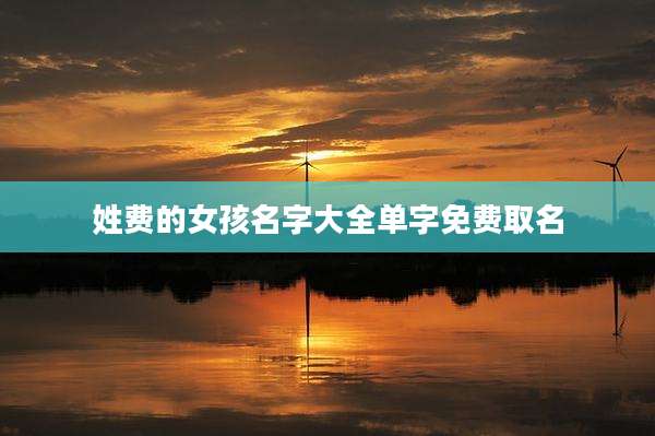 姓费的女孩名字大全单字免费取名