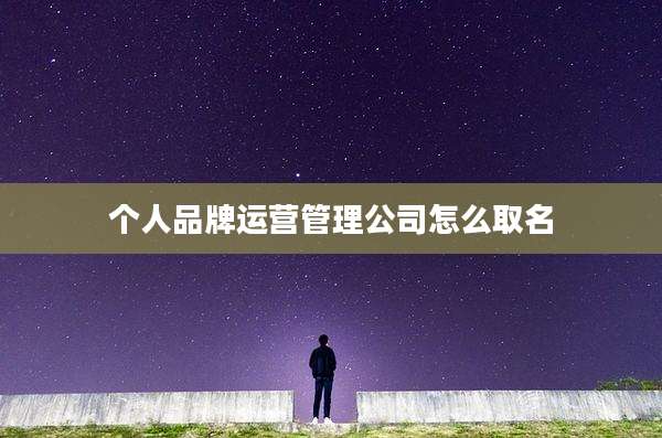 个人品牌运营管理公司怎么取名