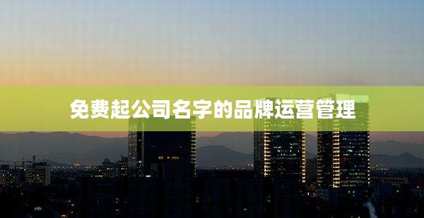 免费起公司名字的品牌运营管理