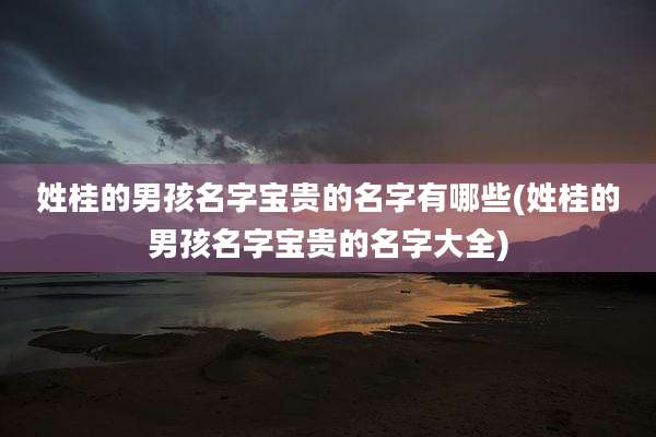 姓桂的男孩名字宝贵的名字有哪些(姓桂的男孩名字宝贵的名字大全)