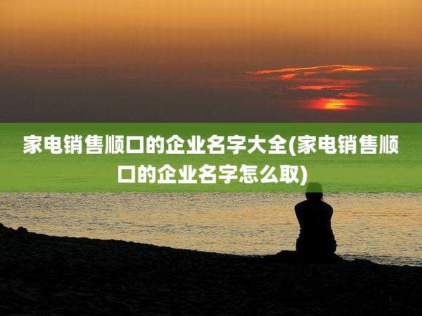 家电销售顺口的企业名字大全(家电销售顺口的企业名字怎么取)