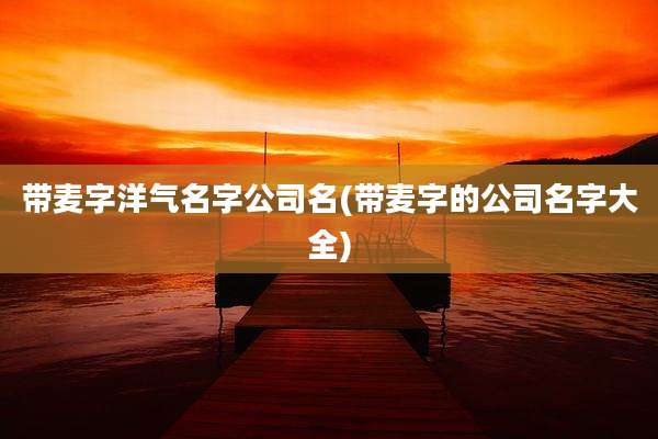 带麦字洋气名字公司名(带麦字的公司名字大全)