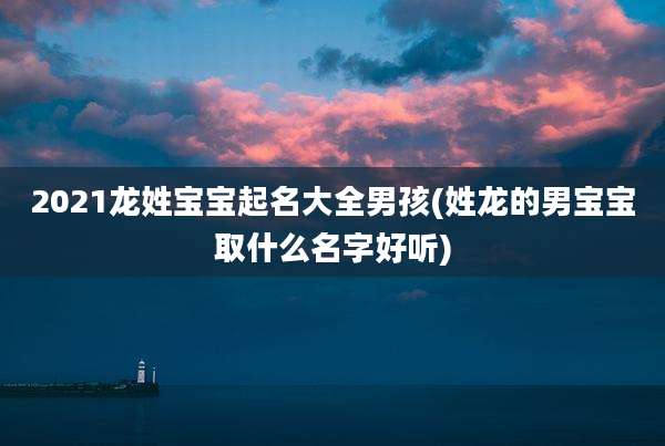 2021龙姓宝宝起名大全男孩(姓龙的男宝宝取什么名字好听)