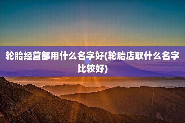 轮胎经营部用什么名字好(轮胎店取什么名字比较好)