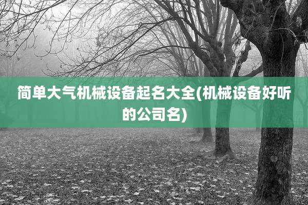 简单大气机械设备起名大全(机械设备好听的公司名)