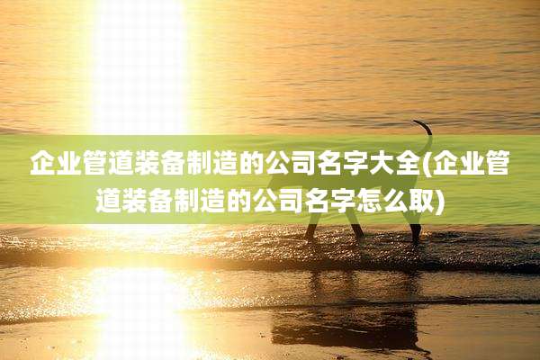 企业管道装备制造的公司名字大全(企业管道装备制造的公司名字怎么取)