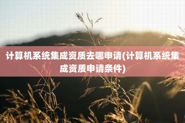 计算机系统集成资质去哪申请(计算机系统集成资质申请条件)