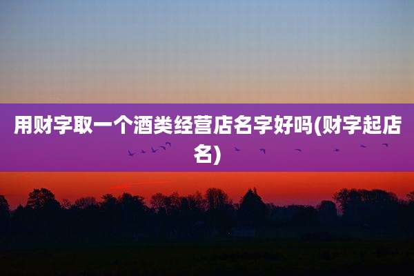 用财字取一个酒类经营店名字好吗(财字起店名)