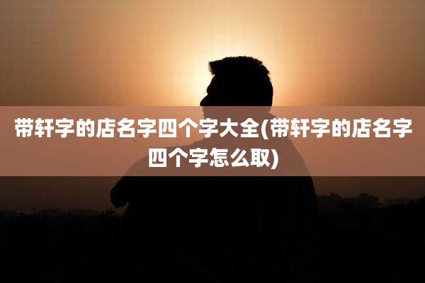 带轩字的店名字四个字大全(带轩字的店名字四个字怎么取)