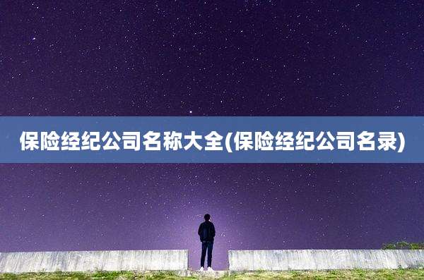 保险经纪公司名称大全(保险经纪公司名录)