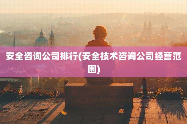 安全咨询公司排行(安全技术咨询公司经营范围)