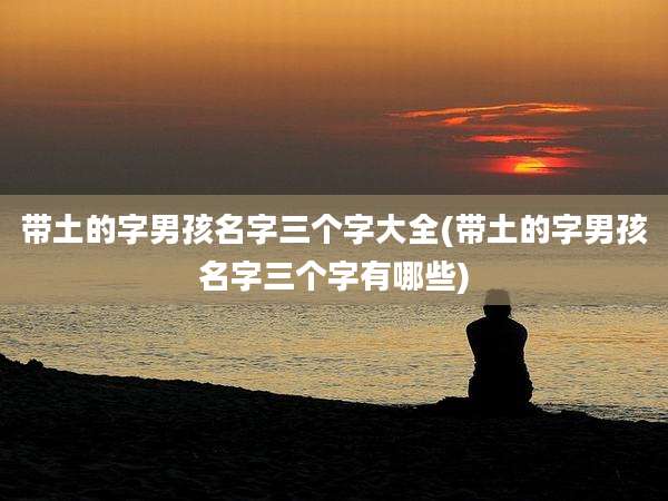 带土的字男孩名字三个字大全(带土的字男孩名字三个字有哪些)