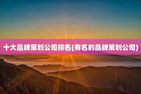 十大品牌策划公司排名(有名的品牌策划公司)