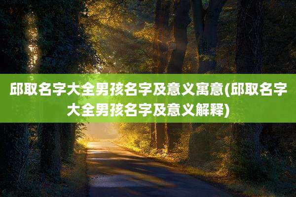 邱取名字大全男孩名字及意义寓意(邱取名字大全男孩名字及意义解释)