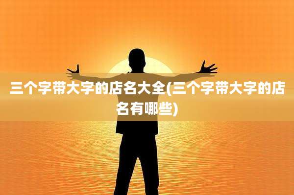 三个字带大字的店名大全(三个字带大字的店名有哪些)