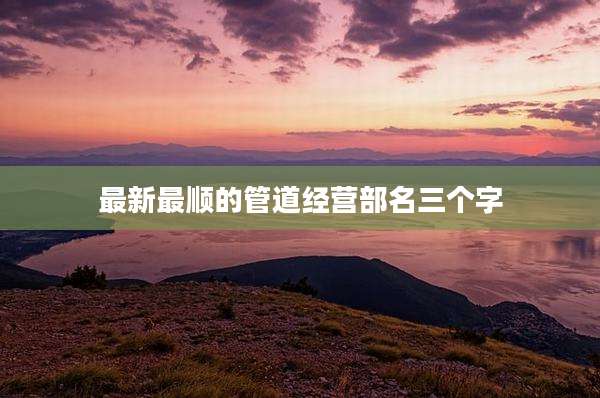 最新最顺的管道经营部名三个字