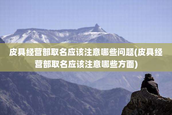 皮具经营部取名应该注意哪些问题(皮具经营部取名应该注意哪些方面)