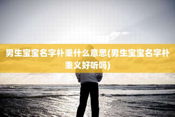 男生宝宝名字朴秉什么意思(男生宝宝名字朴秉义好听吗)