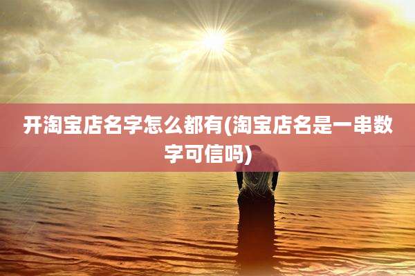 开淘宝店名字怎么都有(淘宝店名是一串数字可信吗)