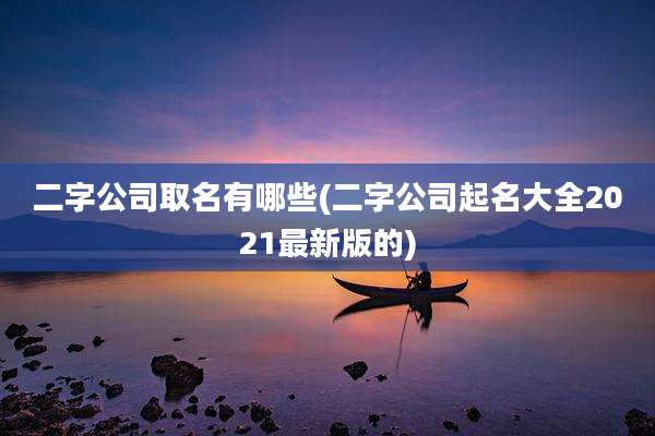 二字公司取名有哪些(二字公司起名大全2021最新版的)