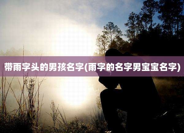 带雨字头的男孩名字(雨字的名字男宝宝名字)