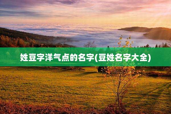 姓豆字洋气点的名字(豆姓名字大全)
