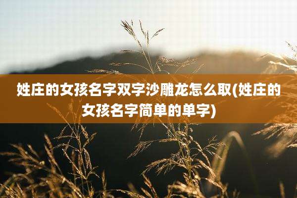 姓庄的女孩名字双字沙雕龙怎么取(姓庄的女孩名字简单的单字)