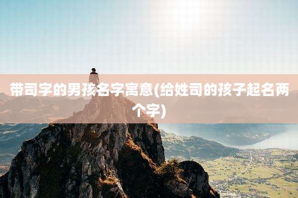 带司字的男孩名字寓意(给姓司的孩子起名两个字)