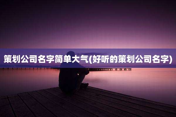 策划公司名字简单大气(好听的策划公司名字)
