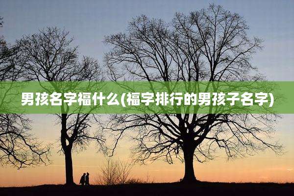 男孩名字福什么(福字排行的男孩子名字)
